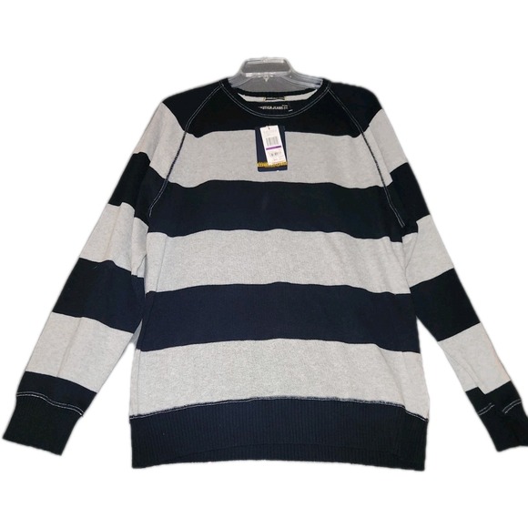 Nautica Other - Nautica Jeans Sweater Mens XXL Blue Gray Striped Knit Pullover Cotton Patch Logo